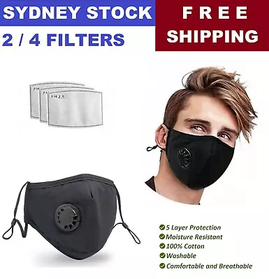 Washable Reusable Face Mask 100% Cotton 5 Layers With Upto 4 X PM 2.5 Filters • $4.68