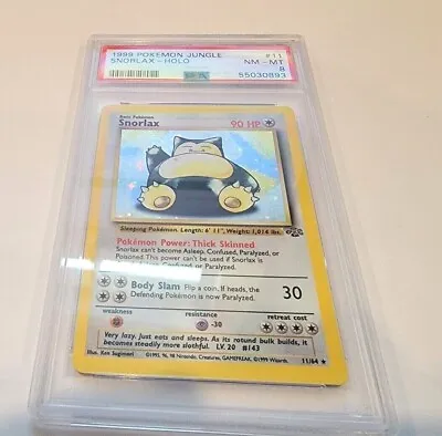 $36 • Buy 1999 Pokemon Card PSA 8 Graded Snorlax Holo Jungle Set 11/64 NM-MT