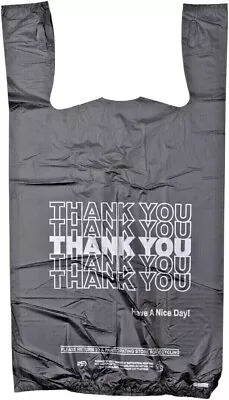 Thank You T Shirt Plastic Bags (1000/Case) - Shopping Bags - Black Small 16 MIC • $19.99