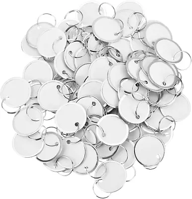 60 Pieces Metal Rimmed Key Tags Round Paper Tags With Split Rings (40Mm White) • $12.49