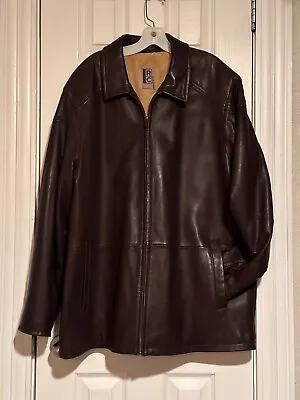 Robert Comstock Expedition Brown Lamb Skin Leather Jacket Mens Size XXL VGUC • $69