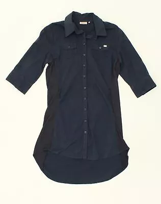 MISS SIXTY Womens 1/2 Sleeve Shirt Dress UK 14 Large Navy Blue Cotton CK07 • £15.34