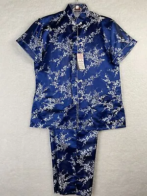 Vintage Chinese Traditional Lounge Set Pajamas Brocade Bamboo Womens Large NWT • $49.99