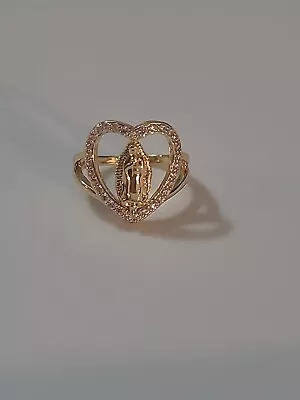 Heart RELIGIOUS RING Virgin Mary GOLD PLATED One Size Fits MostWomensGirls • $9.99