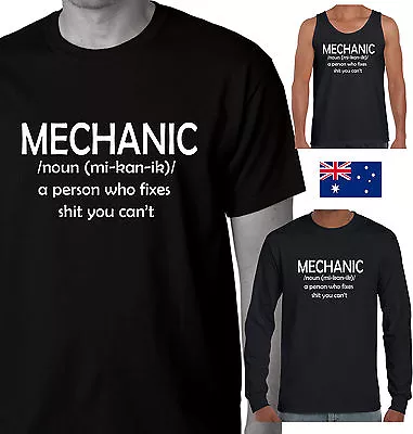 Funny T-Shirts Mechanic T-Shirt Garage Fixes Sh:t Men's   Fathers Day Dad Uncle • $24.95