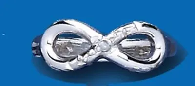 Diamond Set Infinity Ring L-Q Sterling Silver • $83.04