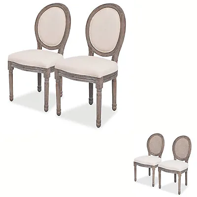$393.99 • Buy 2/4/6x Dining Chairs Foam-Padded Kitchen Seats Linen/Linen And Rattan VidaXL