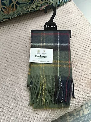 NEW BARBOUR Wool Cashmere Tartan Scarf Classic • £22