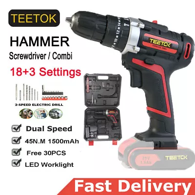 21V Cordless Hammer Drill Set Electric Impact Driver Screwdriver Battery Light • £19.90