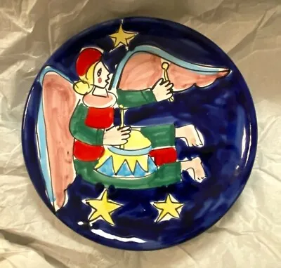 La Musa Pottery  Angel W/ Drums  Hand Painted Plate / Wall Art ~ Made In Italy  • $20