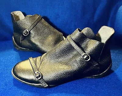 Max Studio Womens Vino Closed Toe Ankle Boot Black Leather Flat Heel 7.5M • $32