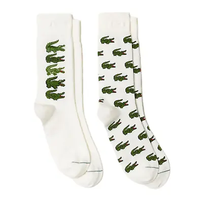 Lacoste Cotton Croc Motif Socks 2-Pack Gift Box - White • £22.95