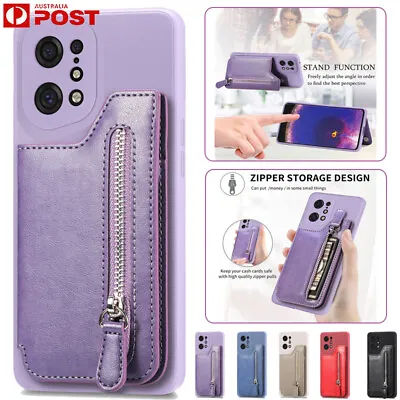 For OPPO A5 A53 A57 Find X6 X5 Pro Reno 8 Leather Wallet Card Zipper Case Cover • $12.89