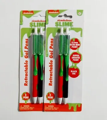 Nickelodeon: Slime Retractable Gel Pen 0.5mm Micro-mini Point Black 2PKS= 4 Pens • $11.99