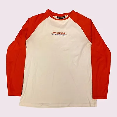 Nautica Competition Mens Medium Long Sleeve T-shirt Red & White • £9.99