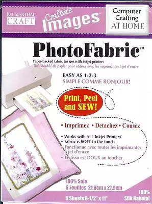 Blumenthal Craft PHOTOFABRIC Paper-Backed Sheet Silk Habotai 6 Sheets 8.5  X 11  • $19.95