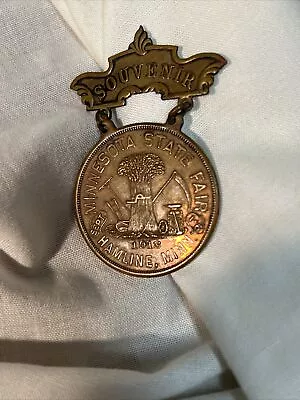 Souvenir Minnesota State Fair Sept 1-6 1913 Hamline Minn Pin Brass Medallion • $199