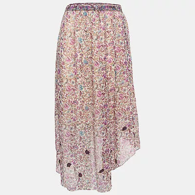 Zadig & Voltaire Multicolor Joslin Print Chiffon High Low Midi Skirt M • $126