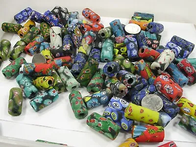 2 Pounds Large Multicolor India Handmade Millefiori Glass Beads Bulk (MNP-7) ⭐ • $30