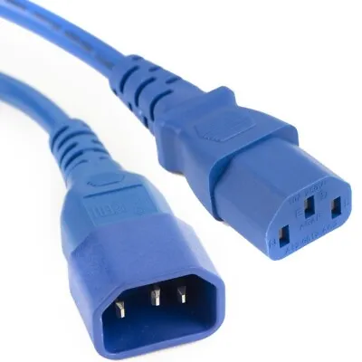 0.3m C14 To C13 Power Extension Cable IEC Male To Female UPS Blue Lead • £6.99