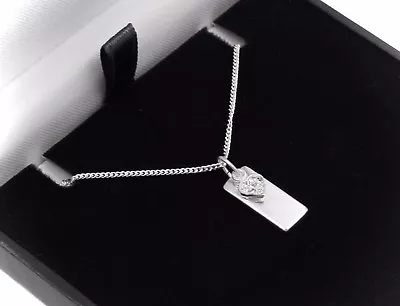 925 Sterling Silver & CZ  Necklace With Engraving Ideal Mother's Day Gift • £16.96