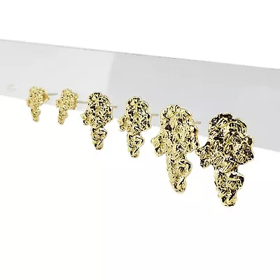$219 • Buy Solid 14K Yellow Gold Mens Nugget Earrings, All Sizes (Small, Medium, Large)