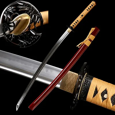 Hand Made T10 Clay Tempered Japanese Samurai Katana Sword Real Hamon Full Tang • $138.99