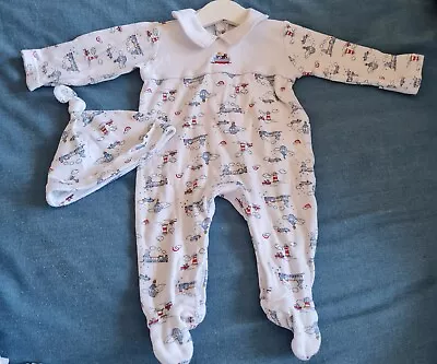 Baby Boys 2-Piece Nautical Sailor Sleepsuit And Hat Set Outfit Age 3-6 Months • £7.70