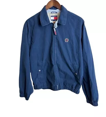 VTG 90s Tommy Hilfiger Lion Crest Navy Full Zip Harrington Mens Jacket Size S • $32