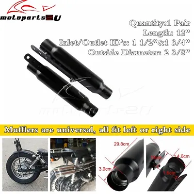 Motorcycle Short Muffler Pipe Shorty GP Exhaust For Inlet/Outlet 1 1/2 &1 3/4  • $135.81