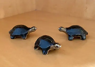 Vintage Set Of 3 Mini Black TURTLE Tortoise Figurines Japan 1970's • $10.99