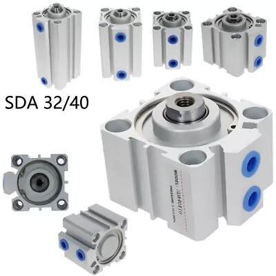 $19.92 • Buy SDA 32/40mm Bore Thin Pneumatic Air Cylinder 5~100mm Stroke Double Acting Alloy