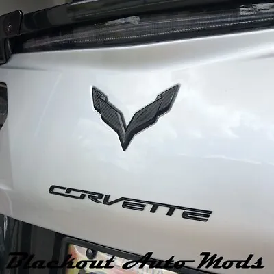 C7 Corvette 2014-2019 Rear Bumper Emblem Flag Overlay Blackout Carbon Fiber • $5.95