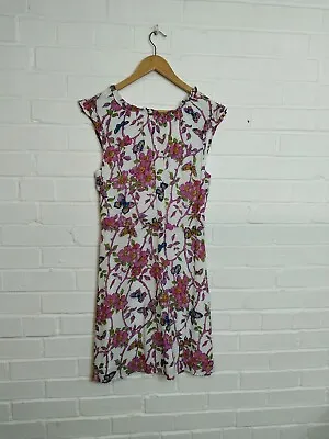 Oasis Dress Size 12 White Pink Butterfly Print • £6.99