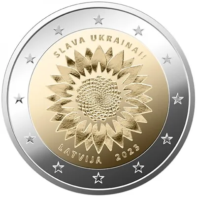 Latvian Commemorative Coin 2 Euro 2023 Slavia Ukrainiai Ukraine Sunflower • $4