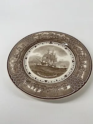 $15 • Buy Wedgwood American Clipper Ship Historical Staffordshire Brown Plate “stag Hound”