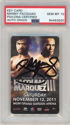 MANNY PACQUIAO Signed Hotel Room Key Card PSA 10 GRADED AUTOGRAPH Marquez III 3 • $249.99