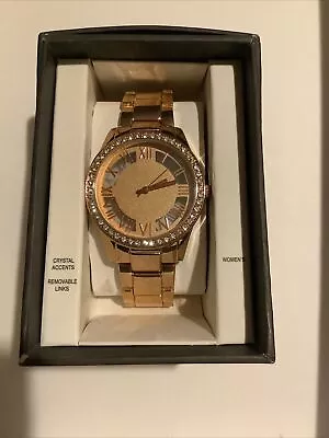 Mossimo Target Womens Rose Gold Plated Crystal Bezel Accent Roman Numeral Watch • $13.99