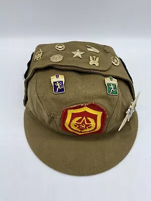 £21.99 • Buy USSR Soviet Russian Army Military Cap Hat With Pin Badges & Patches | Size 55