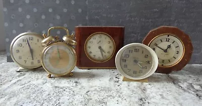 Vintage Lot Of 5 Small Clocks For Parts Repair Use Decor • $24.95