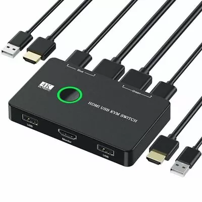 KVM Switch HDMI 2 Port BoxAblewe USB And HDMI Switch For 2 Computers Share Keyb • $42.99