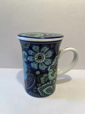 Vera Bradley Barnes & Noble Blue Rhapsody Coffee Or Tea Mug With Lid Coaster • $19.95