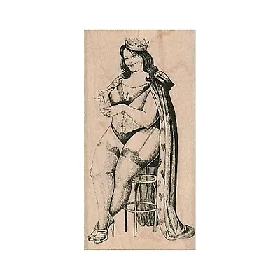Mounted Rubber Stamp Full Figured Lady In Crown Queen I Am Queen Woman Stamp • $10.45