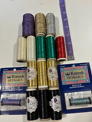 Lot Of 16~PRETTY PUNCH +Kreinik~ANGEL HAIR~METALLIC Embroidery Thread~NEW+Used • $12.99