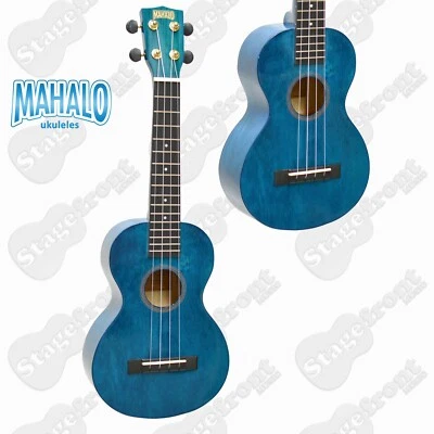 $89 • Buy Mahalo Hano Series Concert Ukulele Mh2tbu With Carry Bag Transparent Blue