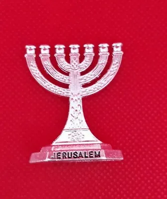 Mini Silver Jerusalem Candle Decorative Judaical 7 Branch Menorah Hanukkah Gift. • £8.88