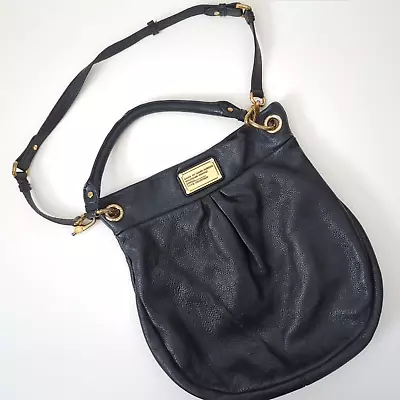 Marc Jacobs Pebbled Leather Hillier Hobo Bag In Black Bucket Purse 2 Handles • $74.99