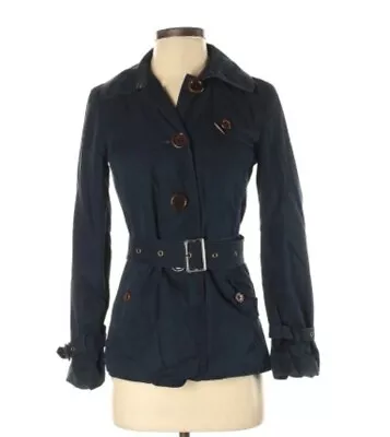 J CREW Navy Blue Belted Jacket Sz Small Coat Spring Fall Lined Prep • $48.79