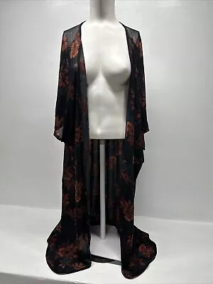 Torrid Maxi Kimono Open Front Cardigan Mesh Dolman Sleeve Floral Pattern 3X 4X • $24.99