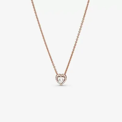 Authentic Pandora Elevated Heart Rose Gold Necklace • $49.99